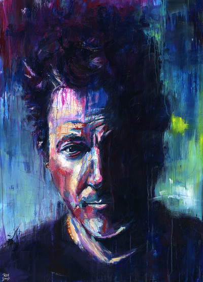 Portrait of Bruce Springsteen; Roy Laws art, Painter of Music, live entertainment