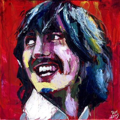 Portrait of George Harrison from The Beatles; Roy Laws art, Painter of Music, live entertainment