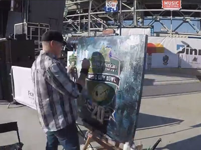 Roy Laws art, Painter of Music, live entertainment at athletic events; Music City Bowl painting