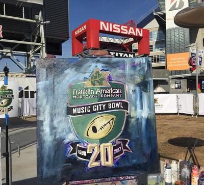 Roy Laws art, Painter of Music, live entertainment at athletic events; Music City Bowl live painting