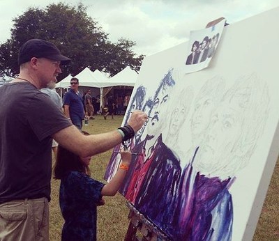 Roy Laws art, Painter of Music, live entertainment; live painting at Pilgrimage Music and Cultural Festival