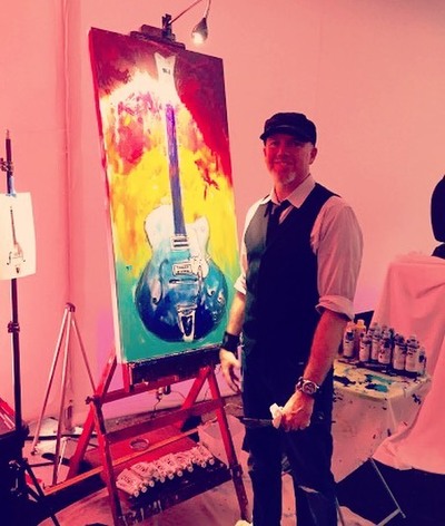 Roy Laws art, Painter of Music, live entertainment; live painting guitar at Nashville fundraiser