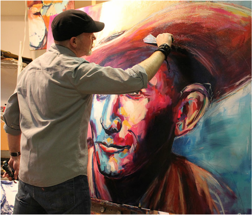 Live painting country music legend Hank Williams Sr.; Roy Laws art
