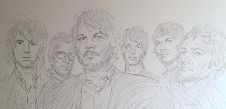 Sketch of Wilco to paint during Pilgrimage Festival; Roy Laws art, live painting