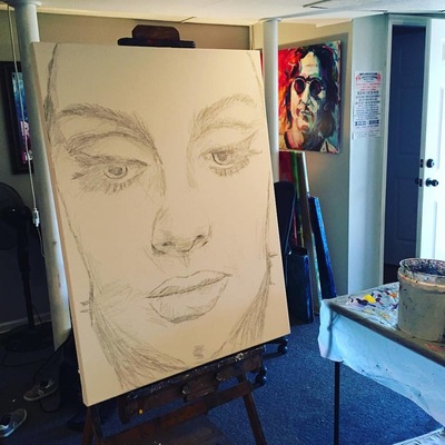 Drawing Adele on canvas first; Roy Laws art, Painter of Music, live entertainment; Adele Rolling in the Deep