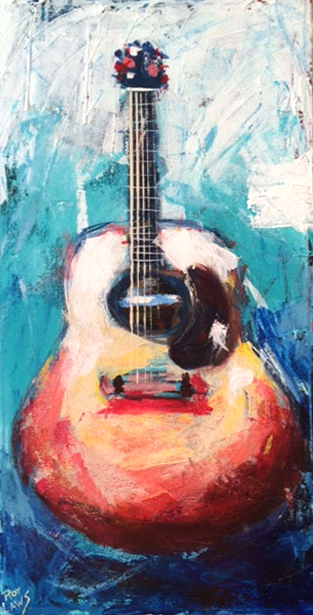 Live painting guitar; Roy Laws art, Painter of Music, live entertainment; Nashville, TN