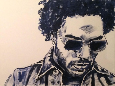 Portrait of Lenny Kravitz; Roy Laws art, Painter of Music, live entertainment