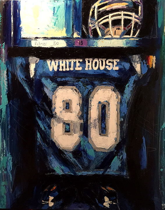Football jersey painting; Roy Laws art, Painter of Music, live entertainment