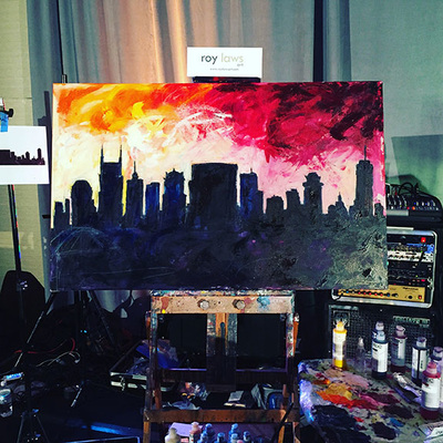 Nashville skyline coming together; fundraiser; Roy Laws art, Painter of Music, live entertainment