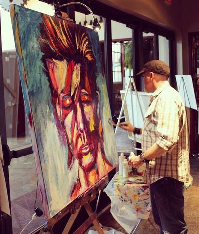 Making more change to David Bowie portrait: Roy Laws art, Painter of Music, live entertainment
