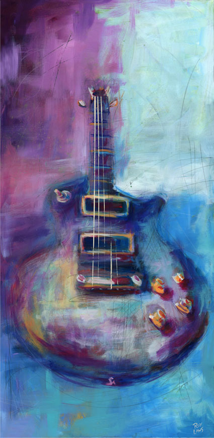 Live painting Les Paul guitar; Roy Laws art, Painter of Music, live entertainment; Nashville, TN