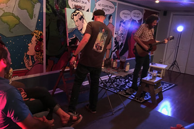 Live painting Superman during private concert; Roy Laws art, Painter of Music, live entertainment