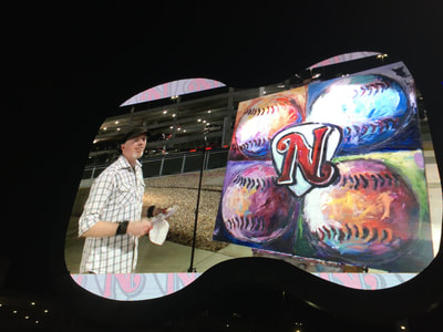 Roy Laws art, Painter of Music, live entertainment at athletic events; Nashville Sounds baseball game and painting