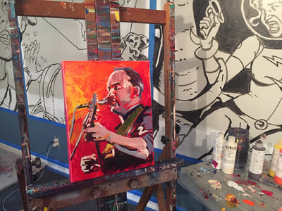 Portrait of Dave Matthews; Roy Laws art, Painter of Music, live entertainment