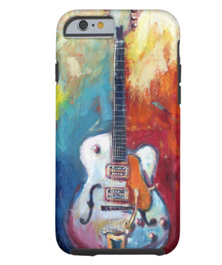 Phone case with Gretsch guitar painting